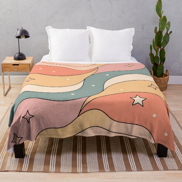 Aperçu de l'œuvre Dreamy Celestial Waves – Pastel Stars and Moon Abstract Illustration créée et vendue par Timegraf.