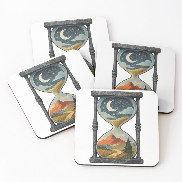 Item preview, Surreal Hourglass Landscape with Moon and Mountains designed and sold by chromatalove.