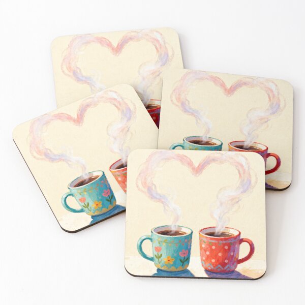 Item preview, Coffee Love Illustration – Cozy Romantic Mug Art with Heart Steam designed and sold by HappySproutArt.