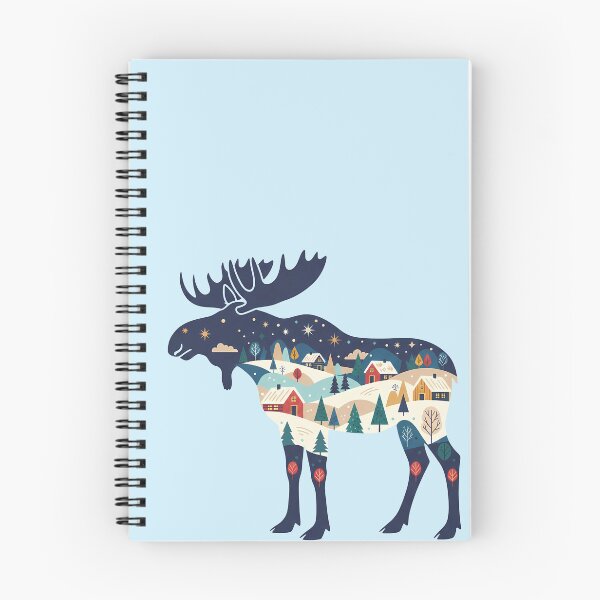 Item preview, Moose Silhouette with Lapland Village – Scandinavian Folk Art by heidiannemorris © designed and sold by FOLK ART FUSION.