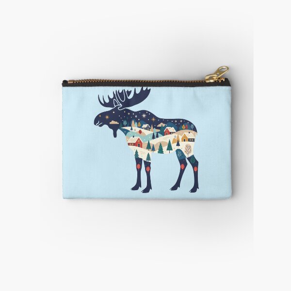 Item preview, Moose Silhouette with Lapland Village – Scandinavian Folk Art by heidiannemorris © designed and sold by FOLK ART FUSION by heidiannemorris.