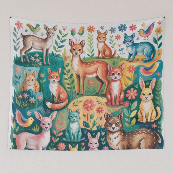 Item preview, Cute animals among flowers. designed and sold by elegantpaterns.