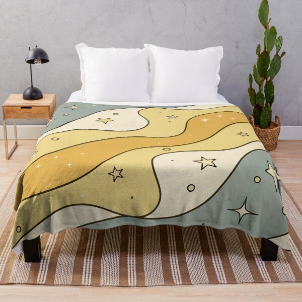 Aperçu de l'œuvre Dreamy Celestial Waves – Pastel Stars and Moon Abstract Illustration créée et vendue par Timegraf.