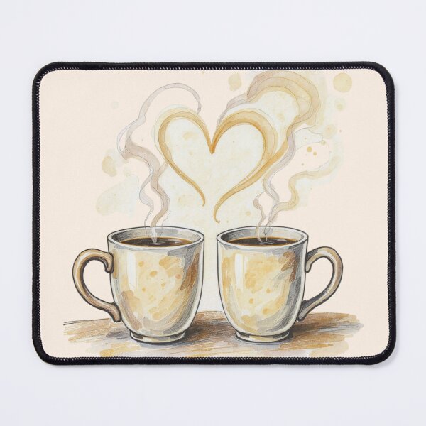 Item preview, Coffee Love Illustration – Romantic Cups with Heart Steam designed and sold by HappySproutArt.