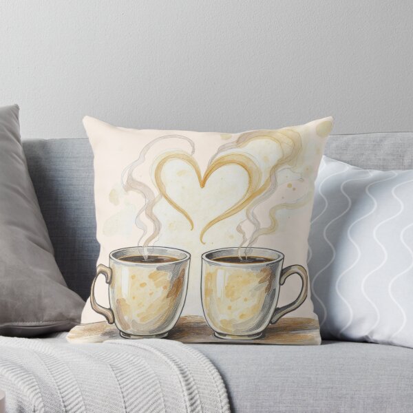 Item preview, Coffee Love Illustration – Romantic Cups with Heart Steam designed and sold by HappySproutArt.