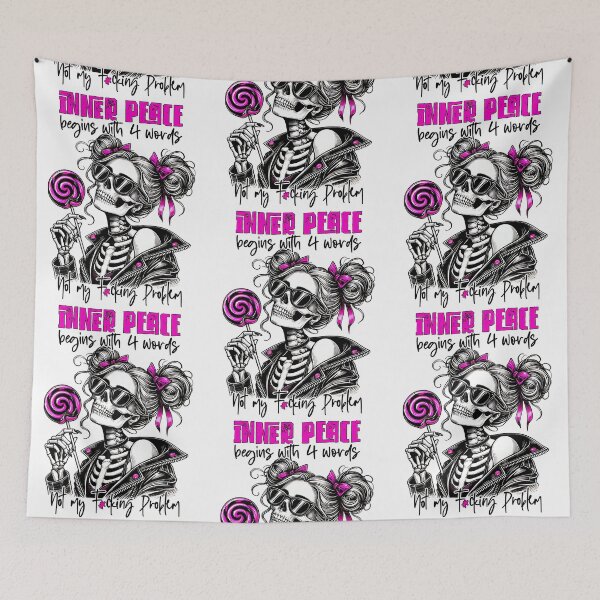 Item preview, Inner Peace Begins With 4 Words – Sarcastic Skeleton Girl designed and sold by FunnyTeeByMe.