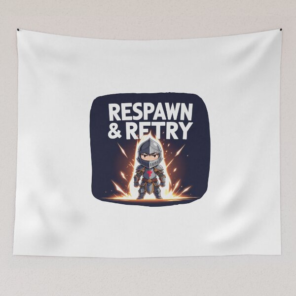 Item preview, Respawn and Retrial gaming quote designed and sold by SloganSauce.