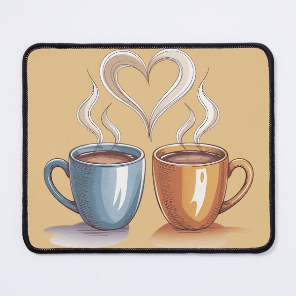 Item preview, Coffee Love Illustration – Two Cups with Heart Steam designed and sold by HappySproutArt.