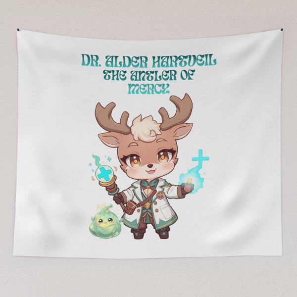 Item preview, Dr. Alder Hartveil – The Antler of Mercy | Fantasy Deer Doctor Healer Art designed and sold by Monzora.