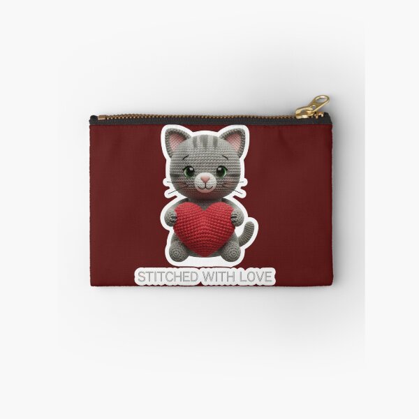Item preview, Cute Crochet Cat with Red Heart - Stitched with Love Valentine's Gift designed and sold by TheNileLoom.