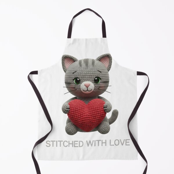 Item preview, Cute Crochet Cat with Red Heart - Stitched with Love Valentine's Gift designed and sold by TheNileLoom.
