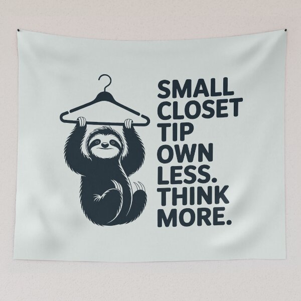 Item preview, Small Closet Tip Own Less Think More Funny Sloth Art designed and sold by SplashTastic.