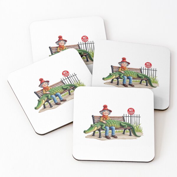 Item preview, Funny Grandma Sitting with Alligator on a Park Bench designed and sold by TeeARTHY.