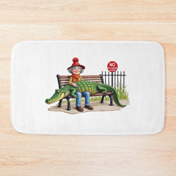 Item preview, Funny Grandma Sitting with Alligator on a Park Bench designed and sold by TeeARTHY.