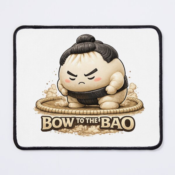 Item preview, Bow to the Bao – Sumo Bao Bun Cute Food Cartoon designed and sold by Kevin Shearer.
