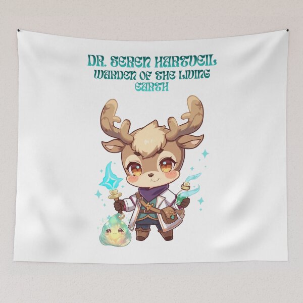 Item preview, Dr. Seren Hartveil – Healer of Gentle Light | Fantasy Deer Doctor Art designed and sold by Monzora.
