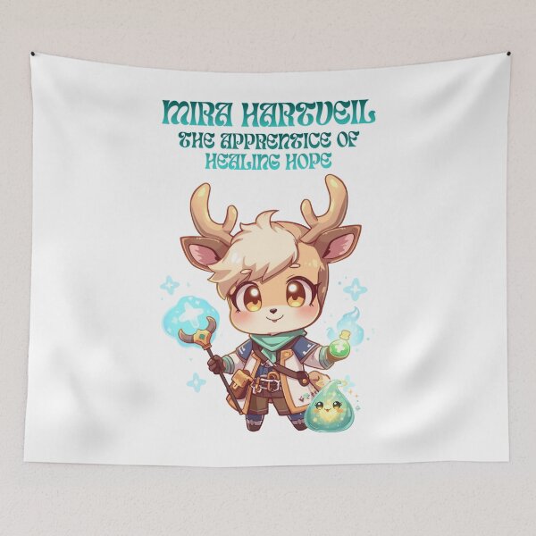 Item preview, Mira Hartveil – Apprentice of Healing Hope | Cute Fantasy Deer Healer Intern designed and sold by Monzora.