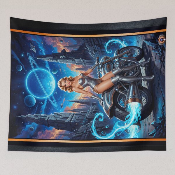 Item preview, Cosmic Portrait Of Thyra Myrska's Futuristic Adventures Alluring AI Concept Art by Xzendor7 designed and sold by Xzendor7 Digital Art Creations.