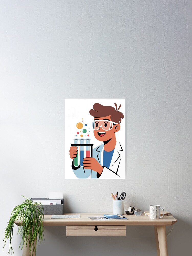Thumbnail 2 of 3, Poster, Lab Tech With Test Tubes designed and sold by McVrax.