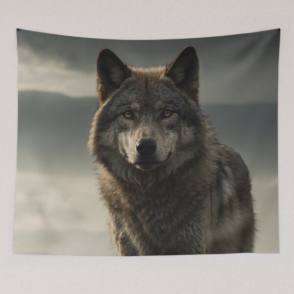 Item preview, Steppe Wolf under Dark Skies – Symbol of Freedom and Strength designed and sold by Traumrausch.