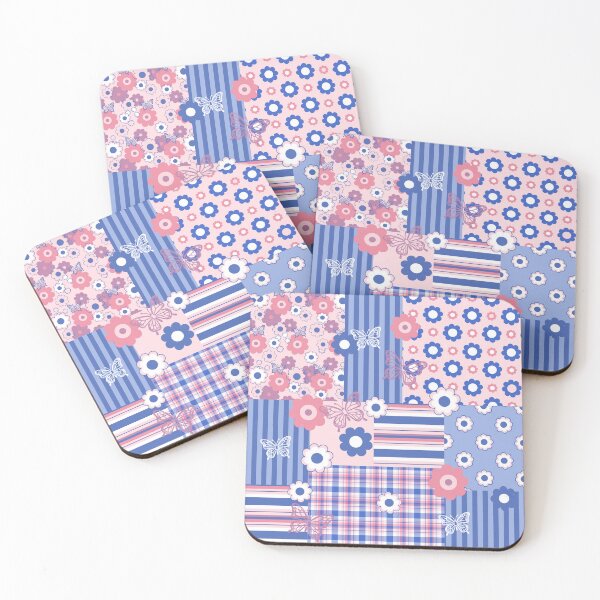 Item preview, Pink and Blue Poise Patchwork Seamless Repeat designed and sold by Sharon Schwalbe.