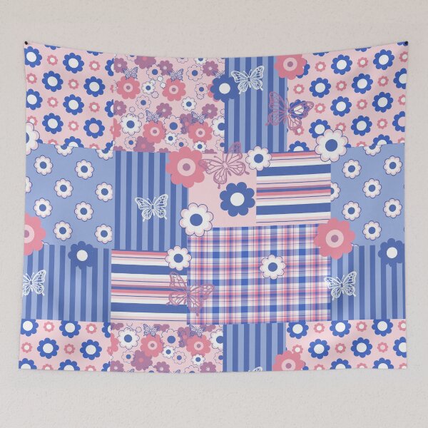 Item preview, Pink and Blue Poise Patchwork Seamless Repeat designed and sold by Sharon Schwalbe.