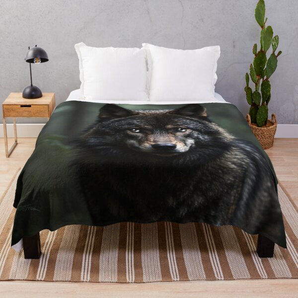 Item preview, Dark Wolf in the Shadow Forest – Mystical Dark Fantasy Animal Art designed and sold by Traumrausch.