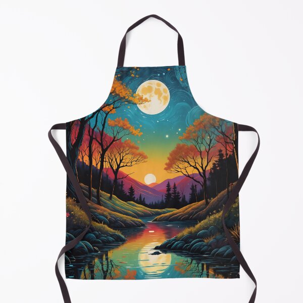 Item preview, Moonlit River Beneath Swirling Sky - Autumn Sunset Dreamscape designed and sold by FriskyLemur.