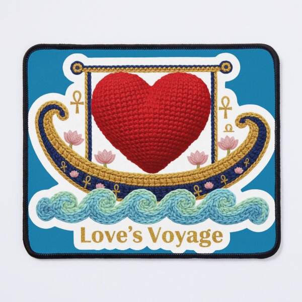 Item preview, Ancient Egyptian Love’s Voyage - Crochet Heart Boat Valentine Art designed and sold by TheNileLoom.