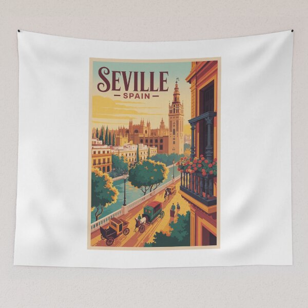 Item preview,  Vintage Travel Seville Spain poster designed and sold by TulipaGraphics.