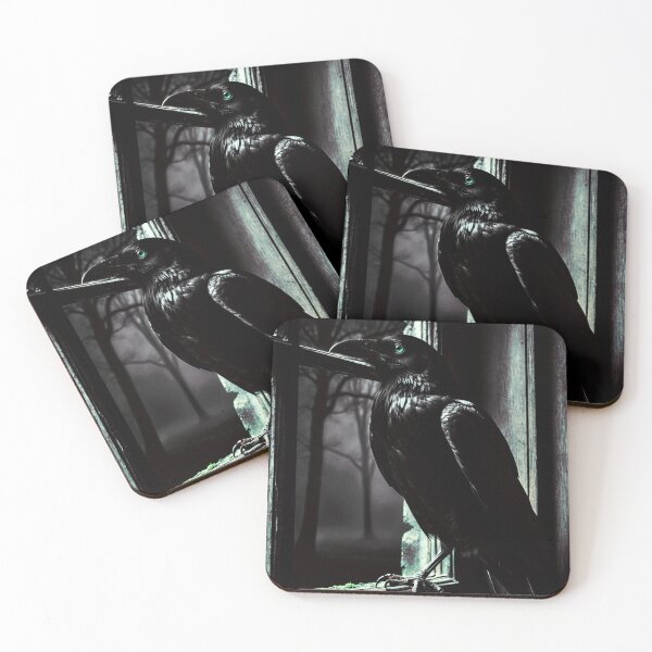 Item preview, raven at window – dark fantasy raven – gothic night bird art designed and sold by Traumrausch.