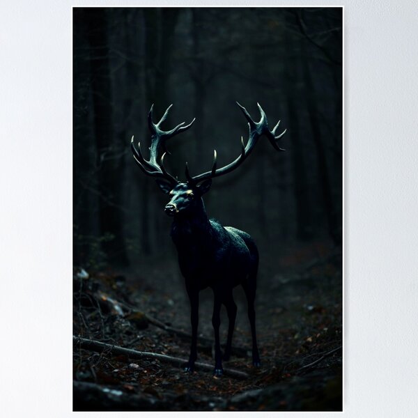 Item preview, black stag – dark forest – dark fantasy animal art designed and sold by Traumrausch.