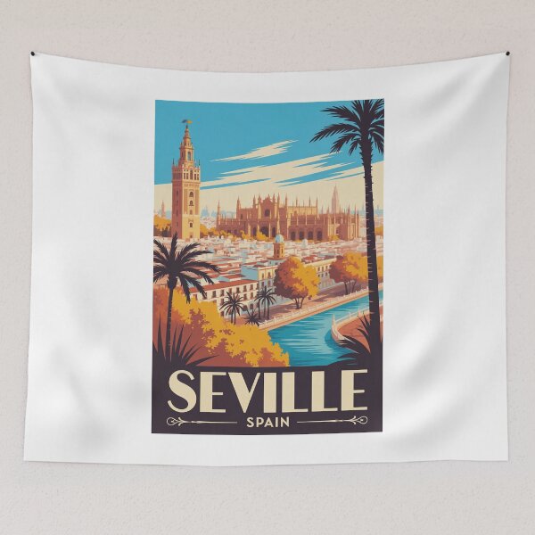 Item preview,  Vintage Travel Seville Spain poster designed and sold by TulipaGraphics.