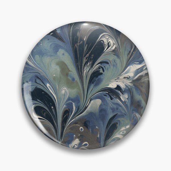 Item preview, Indigo Marbled Plume Pattern in Slate Blue and Cream designed and sold by trajeado14.
