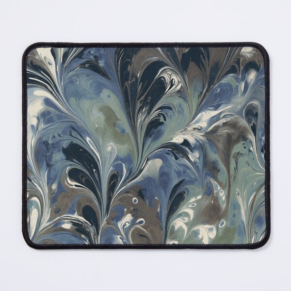 Item preview, Indigo Marbled Plume Pattern in Slate Blue and Cream designed and sold by trajeado14.
