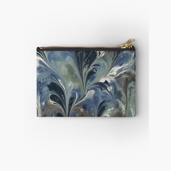 Item preview, Indigo Marbled Plume Pattern in Slate Blue and Cream designed and sold by trajeado14.