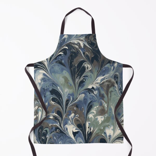 Item preview, Indigo Marbled Plume Pattern in Slate Blue and Cream designed and sold by trajeado14.