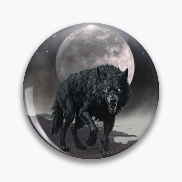 Item preview, black wolf – mystical moonlight – dark fantasy art designed and sold by Traumrausch.