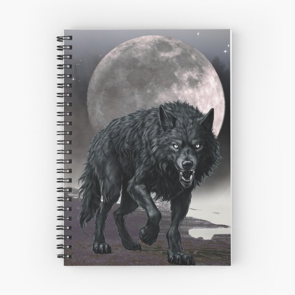Item preview, black wolf – mystical moonlight – dark fantasy art designed and sold by Traumrausch.