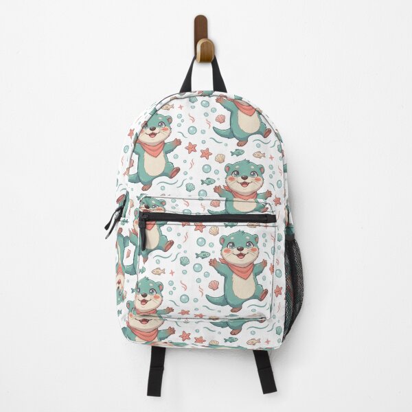 Item preview, Cute ocean-themed pattern with cartoon otters, fish, shells and air bubbles. designed and sold by OtterlyAssets.