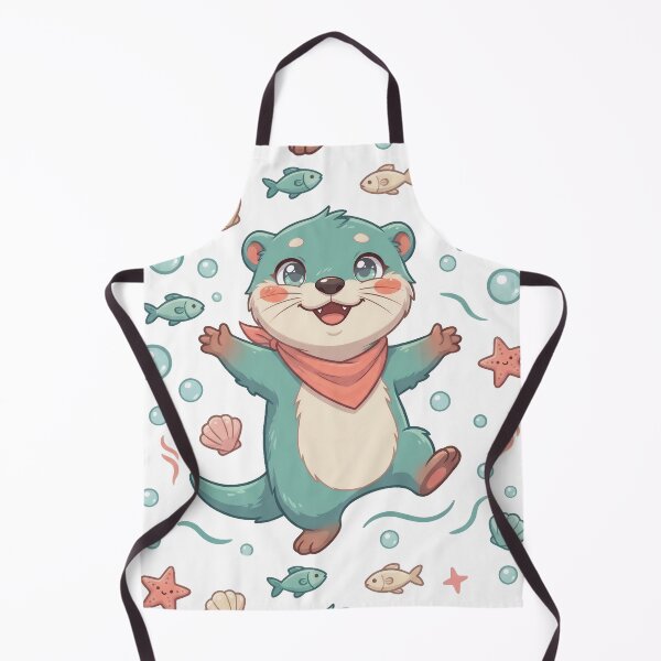 Item preview, Cute ocean-themed pattern with cartoon otters, fish, shells and air bubbles. designed and sold by OtterlyAssets.