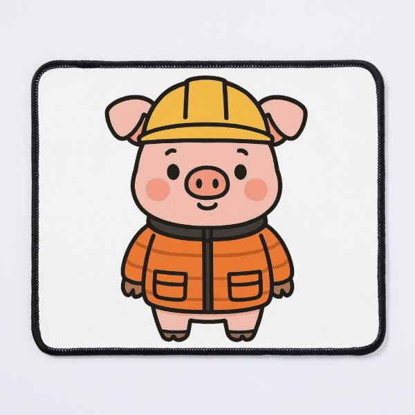 Item preview, Pig Construction Worker in Winter Jacket – Cute Job Animal designed and sold by Confuzz1ed.