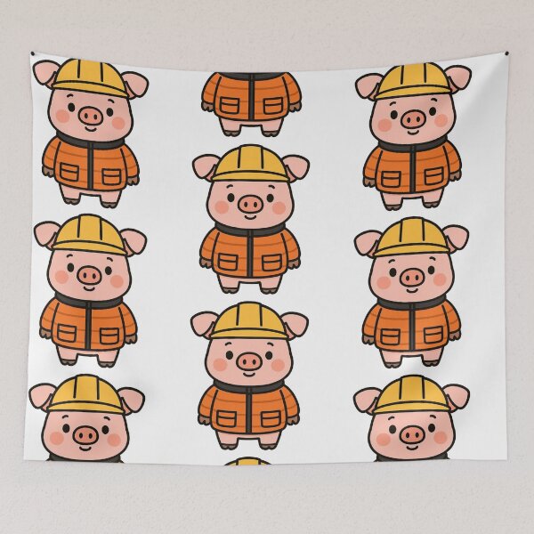 Item preview, Pig Construction Worker in Winter Jacket – Cute Job Animal designed and sold by Confuzz1ed.