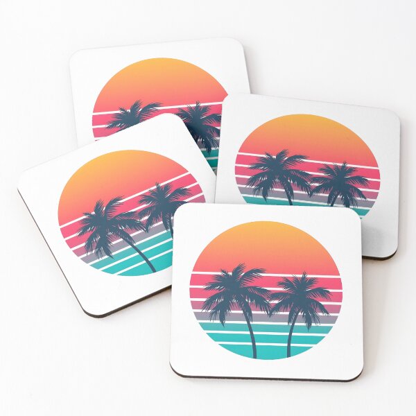 Item preview, Retro 80s Sunset Palm Trees Paradise designed and sold by Basma Designs | Retro, Kawaii Shirts & Stickers.