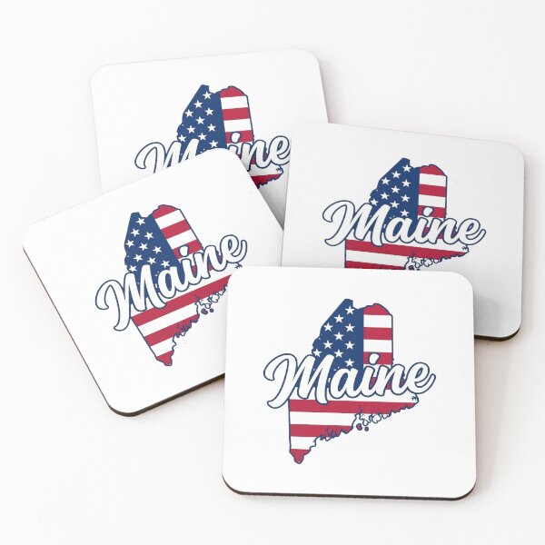Item preview, Maine State American Flag Outline – Patriotic Pride Script designed and sold by Paper Drip.