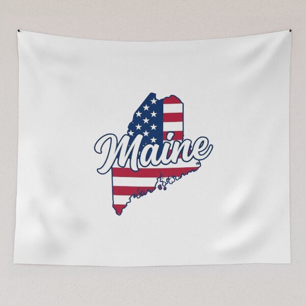 Item preview, Maine State American Flag Outline – Patriotic Pride Script designed and sold by Paper Drip.