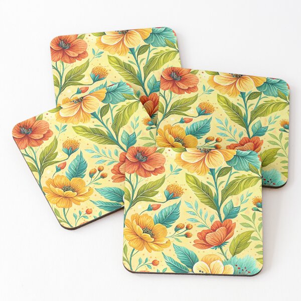 Item preview, Bright Summer Flowers in Yellow, Orange and Teal designed and sold by FunnyTeeByMe.