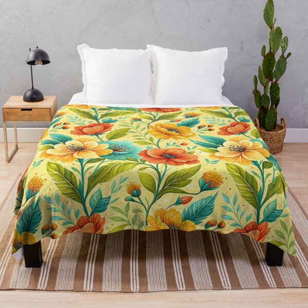 Item preview, Bright Summer Flowers in Yellow, Orange and Teal designed and sold by FunnyTeeByMe.