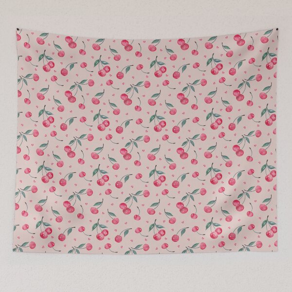 Item preview, Watercolor Cherry Pattern with Hearts_Nude designed and sold by THE COLOR ALCHEMY.