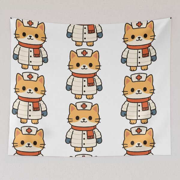 Item preview, Cat Nurse in Padded Coat – Cozy Winter Job Character designed and sold by Confuzz1ed.